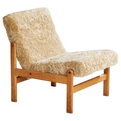 Jørgen Bækmark, Slipper Chair, Oak, Shearling, Denmark, 1960s