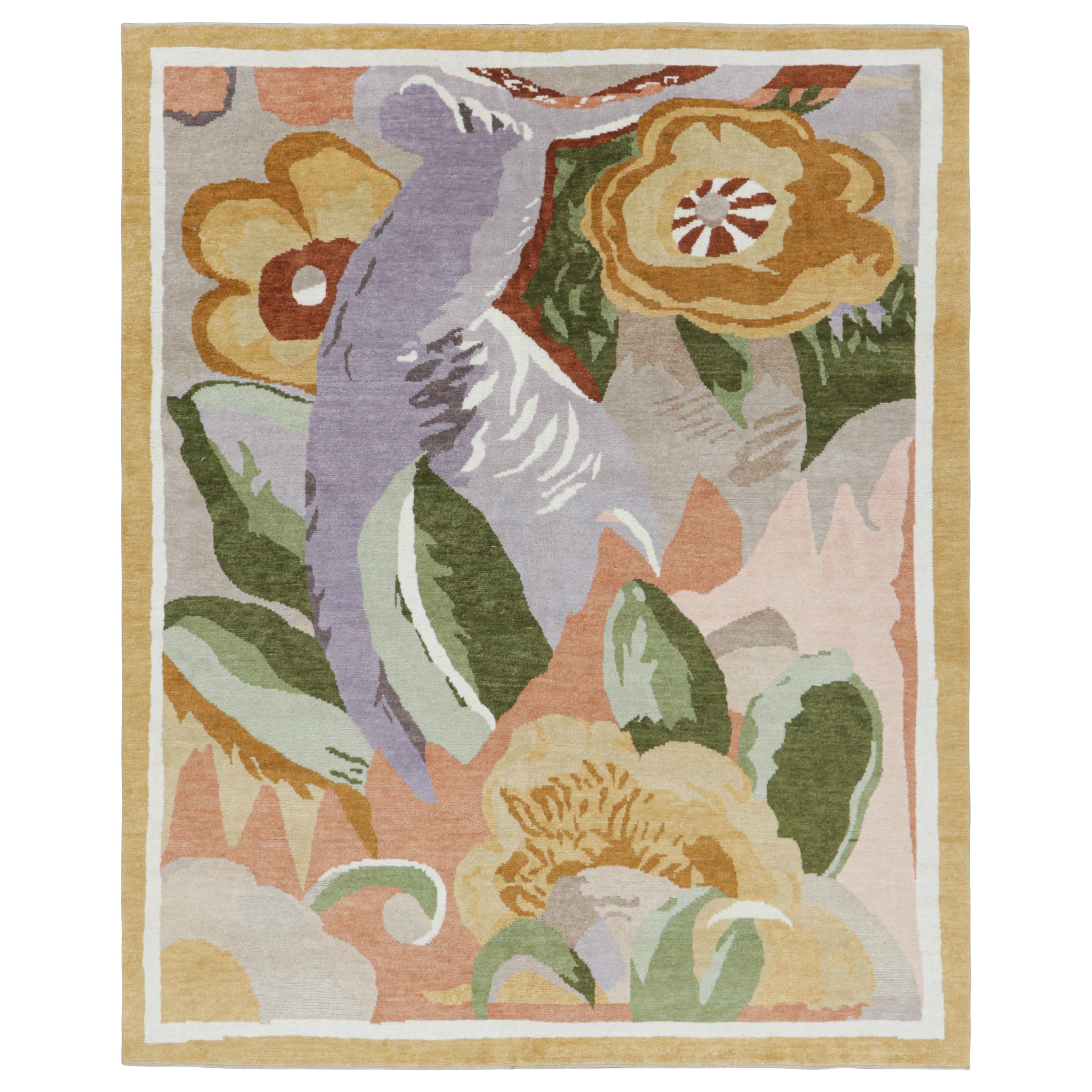 Alfombra francesa de estilo Art Déco de Rug & Kilim con flores impresionistas policromadas