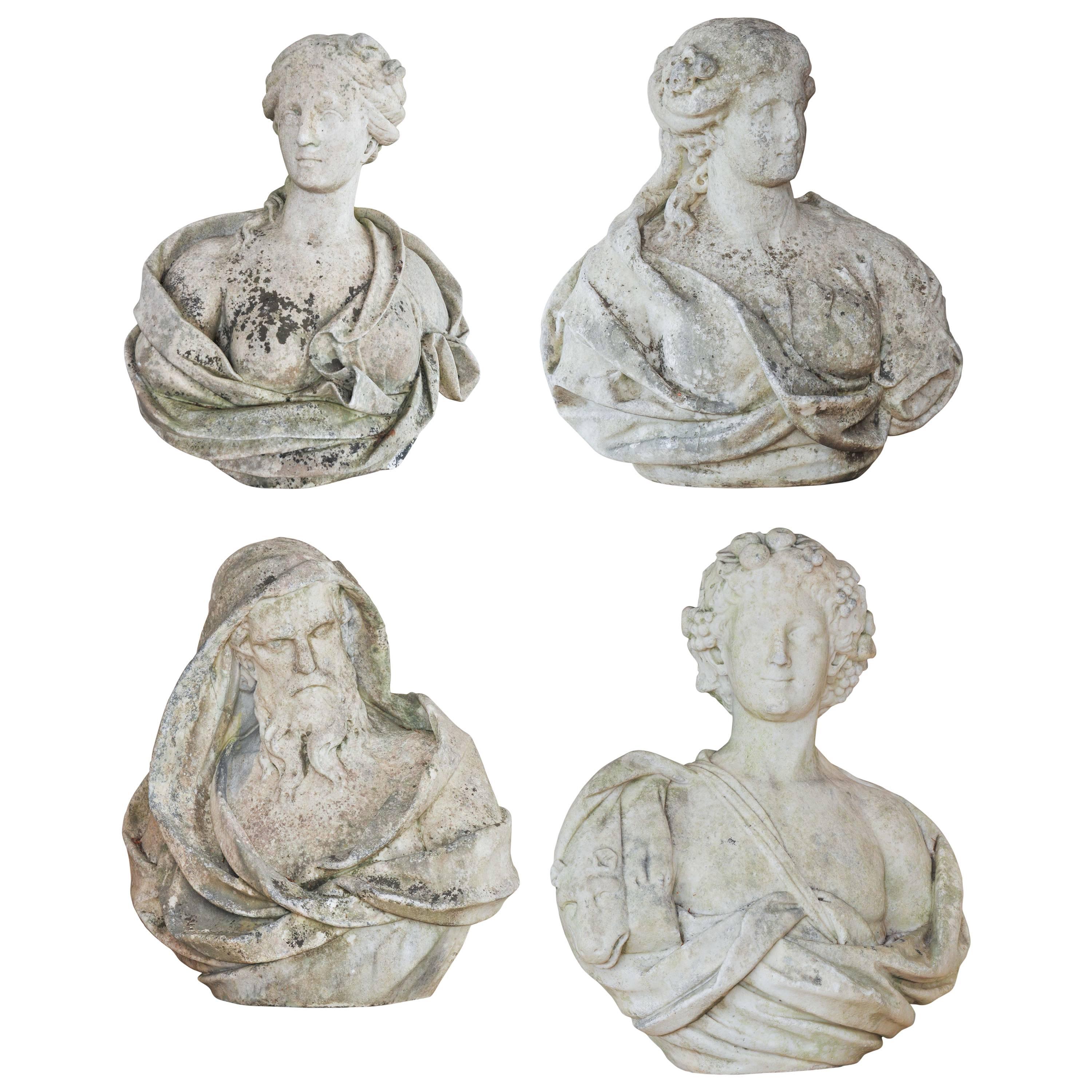 A set of four early 18th century marble busts of the four seasons.  For Sale