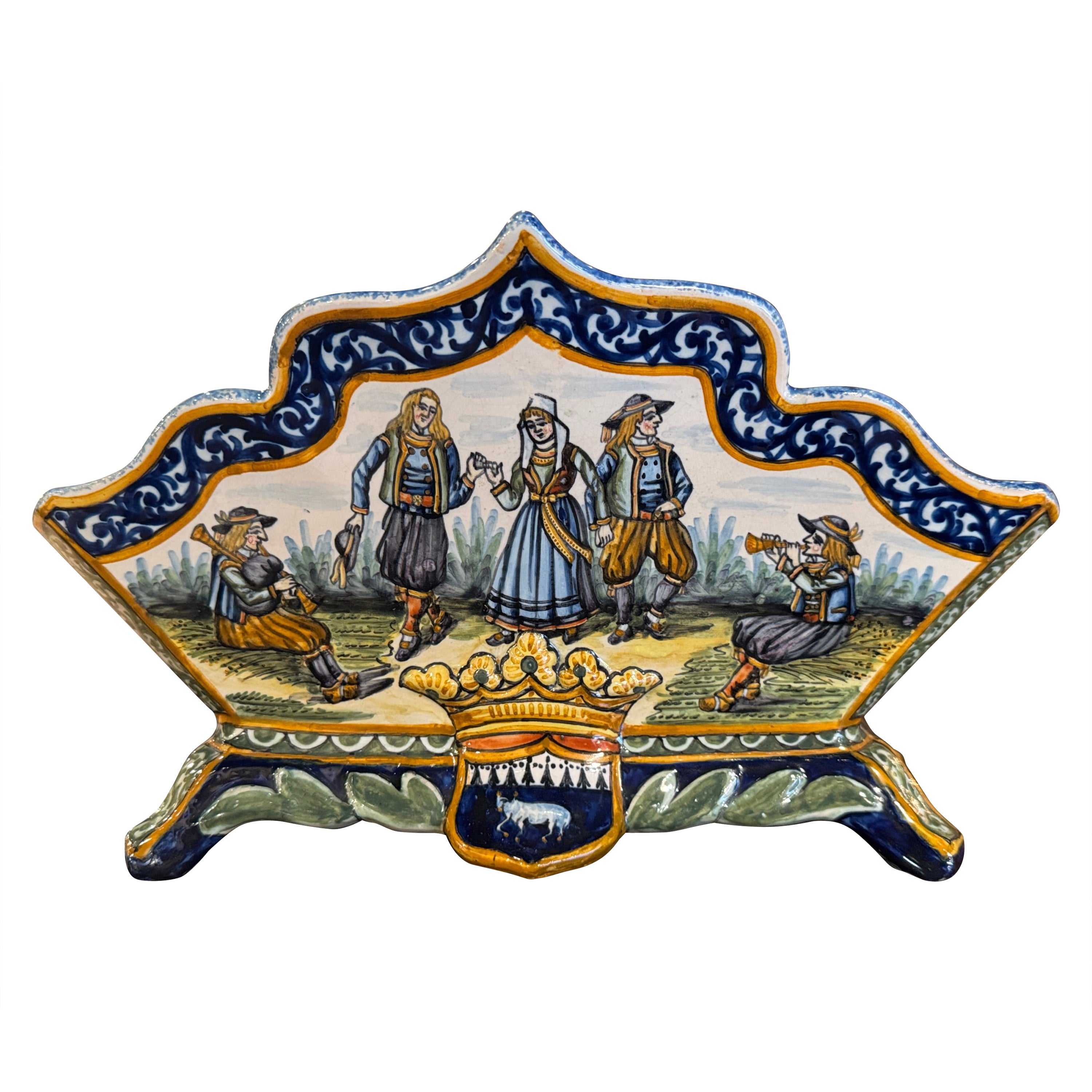 Giardiniera francese del XIX secolo in maiolica dipinta a mano firmata Henriot Quimper