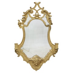 Antique Italian Continental Baroque Figural Wind God Giltwood Wall Mirror C1920