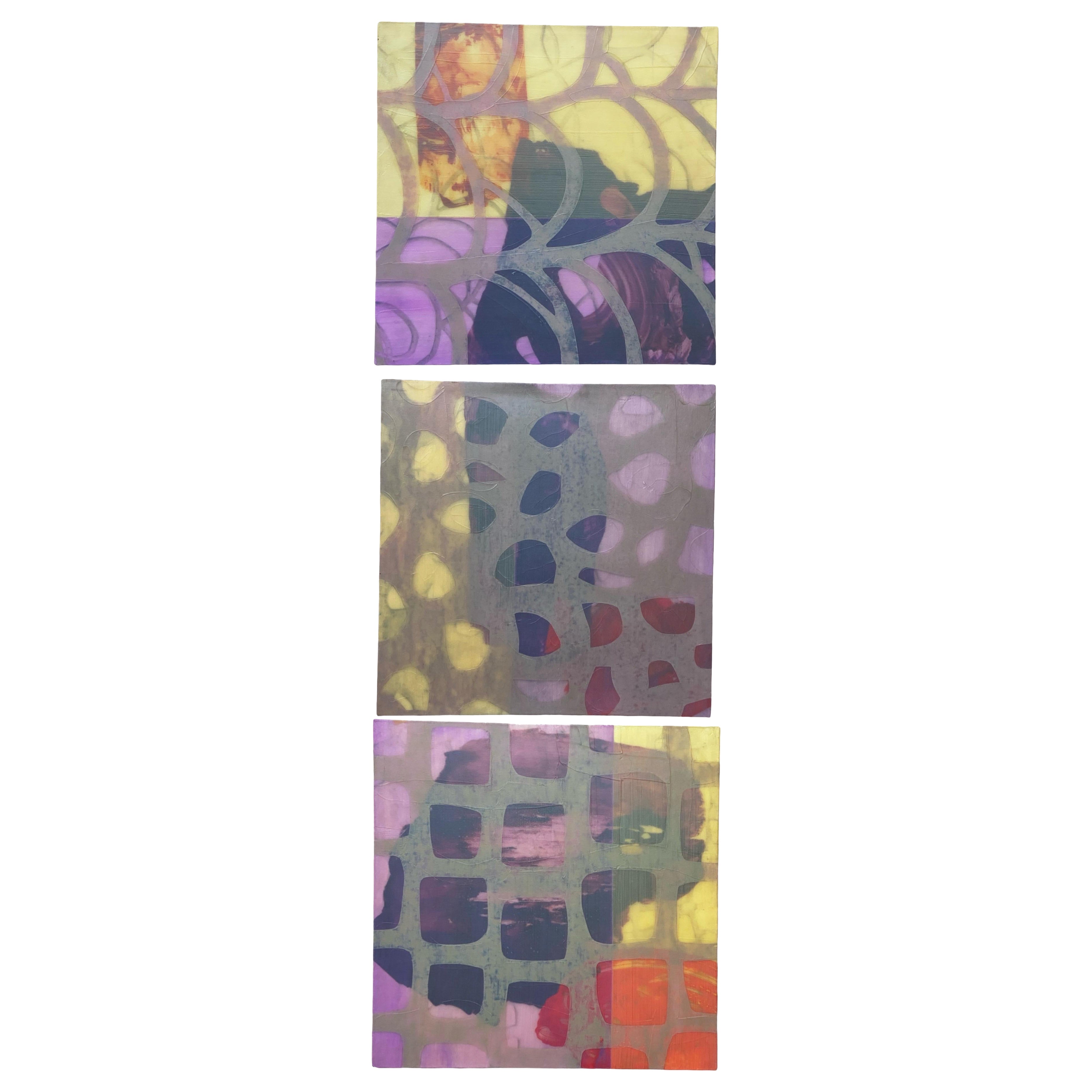 Custom Order Contemporary Triptychon Textured Giclée Canvas Modern Art 3 Pc Set im Angebot