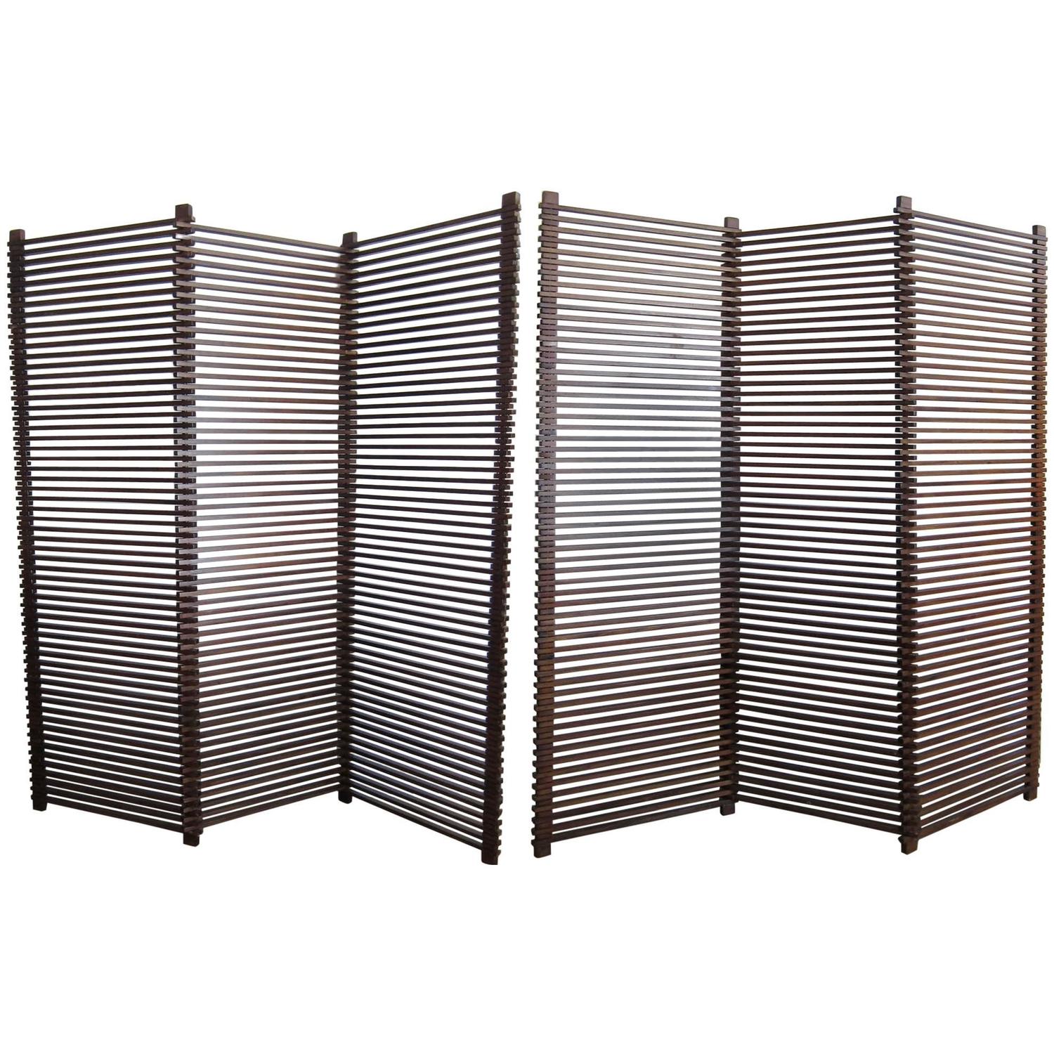 Large Six Panels Wood Slat Room Divider For Sale at 1stdibs