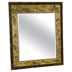 Espejo con marco de bambú de imitación pintado Chinoiserie personalizado LaBarge