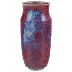 French ceramicist. Unique ceramic vase. Glaze in shades of blue-violet.