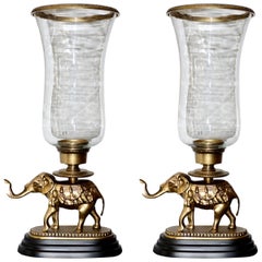 Photophores Elephant Set of Two in Brass in  Vintage Finish