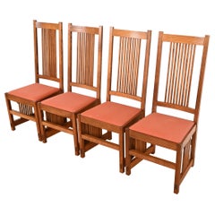 Sillas de Comedor de Husillo Alto Estilo Stickley Mission Oak Arts & Crafts