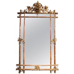 Late 19th Century French Gilt Faux Bamboo Mirror