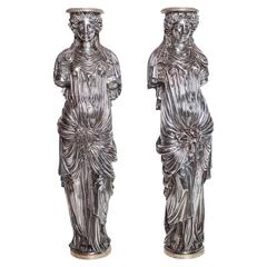 19th Century French Candlesticks Depicting Roman Women 7