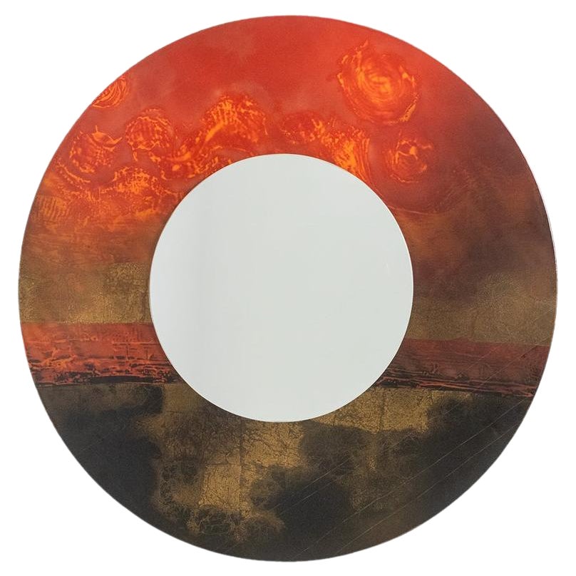 Ainette Clement. Miroir rond laqué. Année 1966.