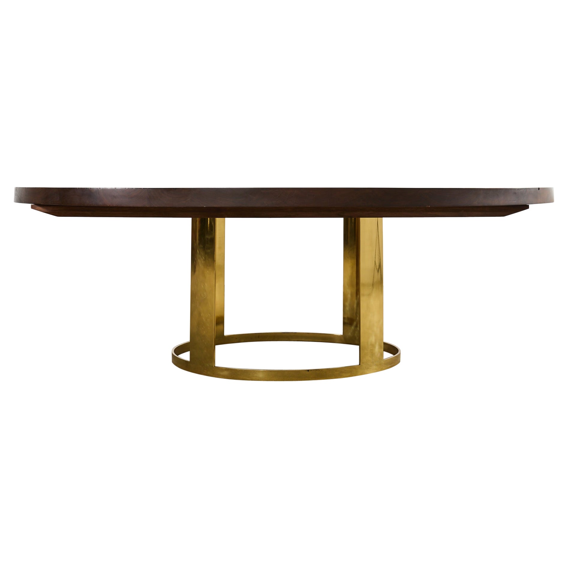JP Molyneux Studio Walnut Brass Dining Center Table For Sale