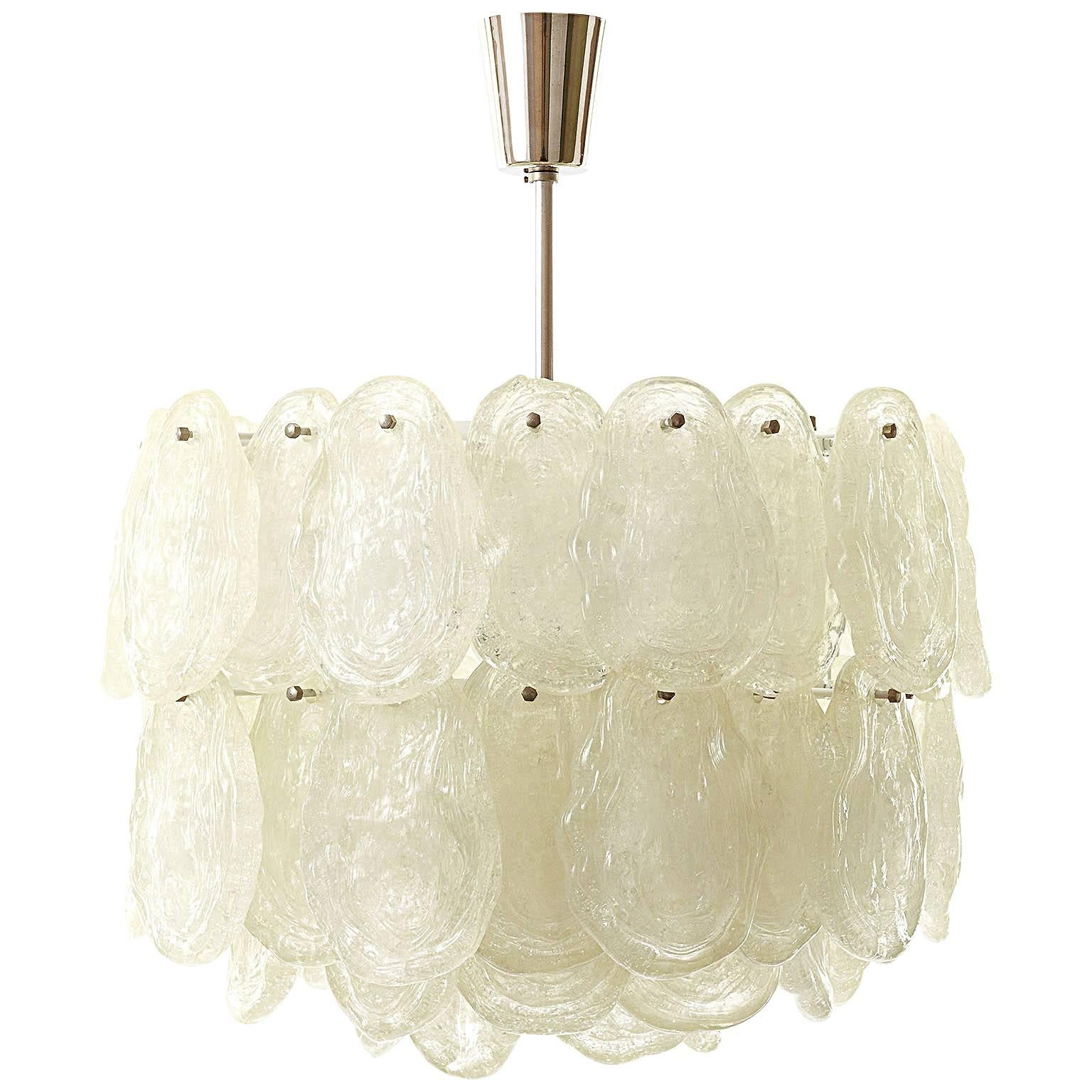 Lucite Nickel Chandelier Kalmar Style, 1970s