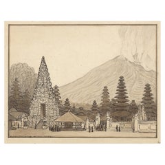 W.O.J. Nieuwenkamp (1874-1950) Batur Temple and Batur Mountain before eruption
