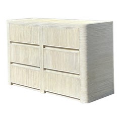 Vintage Coastal Washed Pencil Reed Dresser