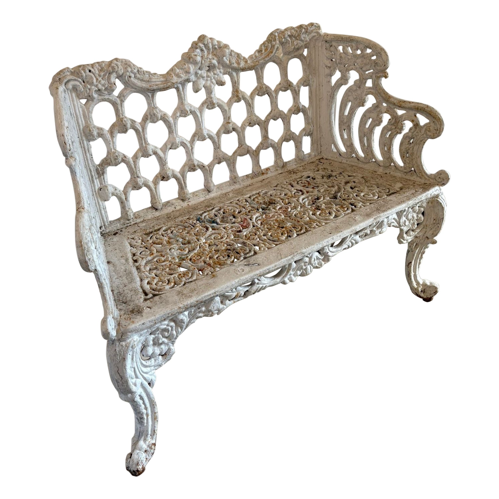 Superb Quality Antique Early Victorian Ornate Cast Iron Garden Seat For Sale