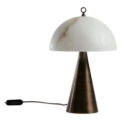 Elegante italienische Tischleuchte 'Fungotto' aus gebürsteter Bronze