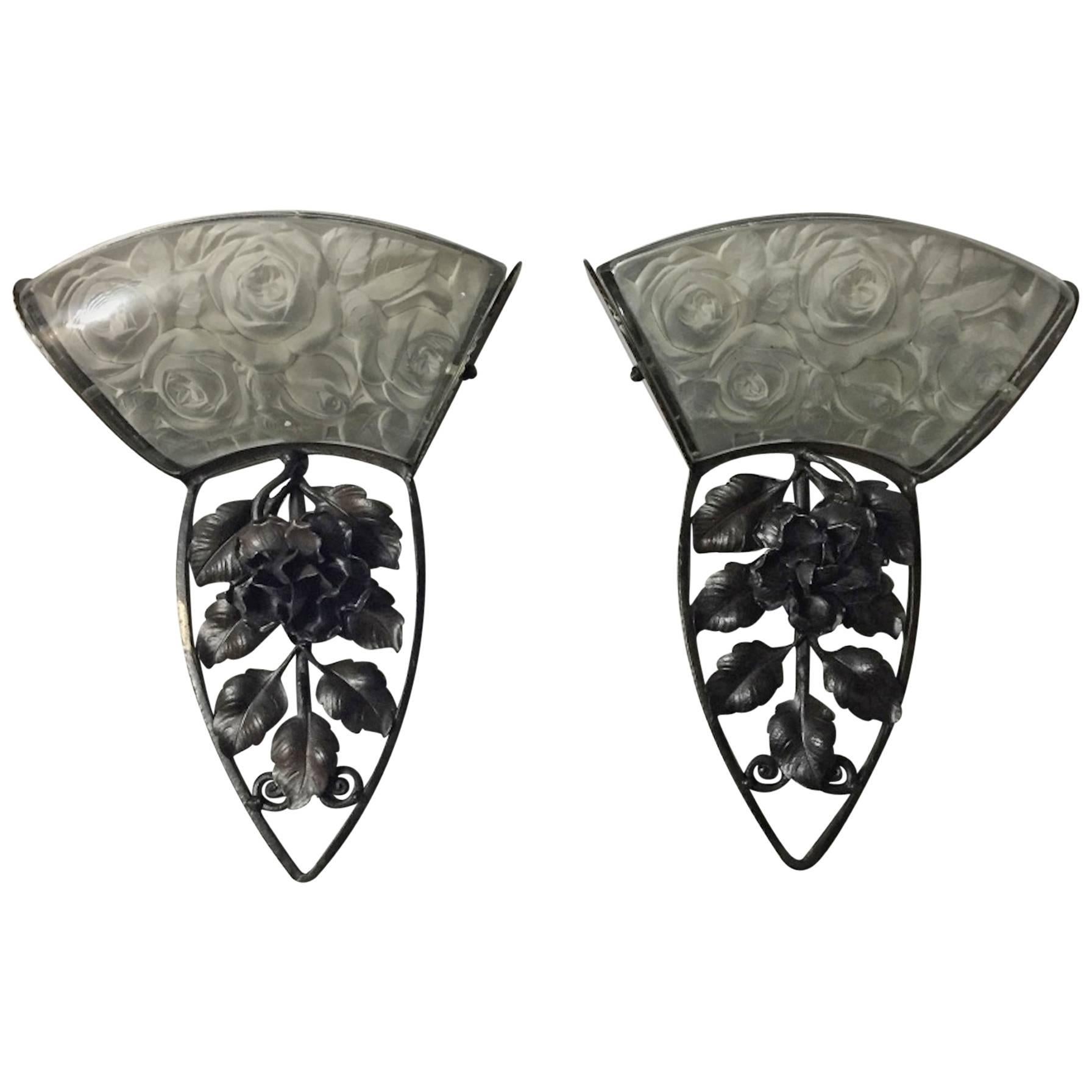 Coppia di applique francesi Art Déco in vendita
