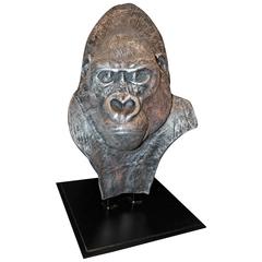 Sculpture Gorilla Head in Metal Worked from France, 2016