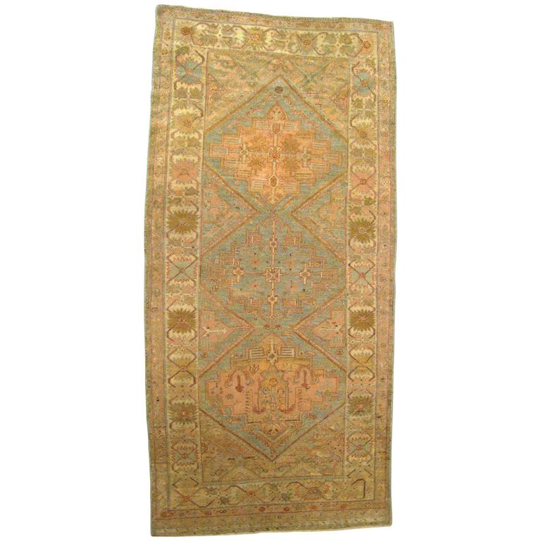 Antique N.W. Persia Decorative Oriental Carpet, Small Runner Size in Soft Colors For Sale at 1stdibs