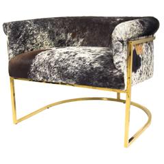 Tri-Color Cowhide Chair in Slim Brass Legs 6