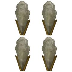 Set of Four French Art Deco Sconces Signed  by Degue
