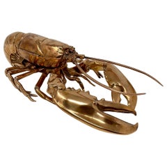 Antique English Victorian Copper Figural Lobster Inkwell, Circa 1890's.