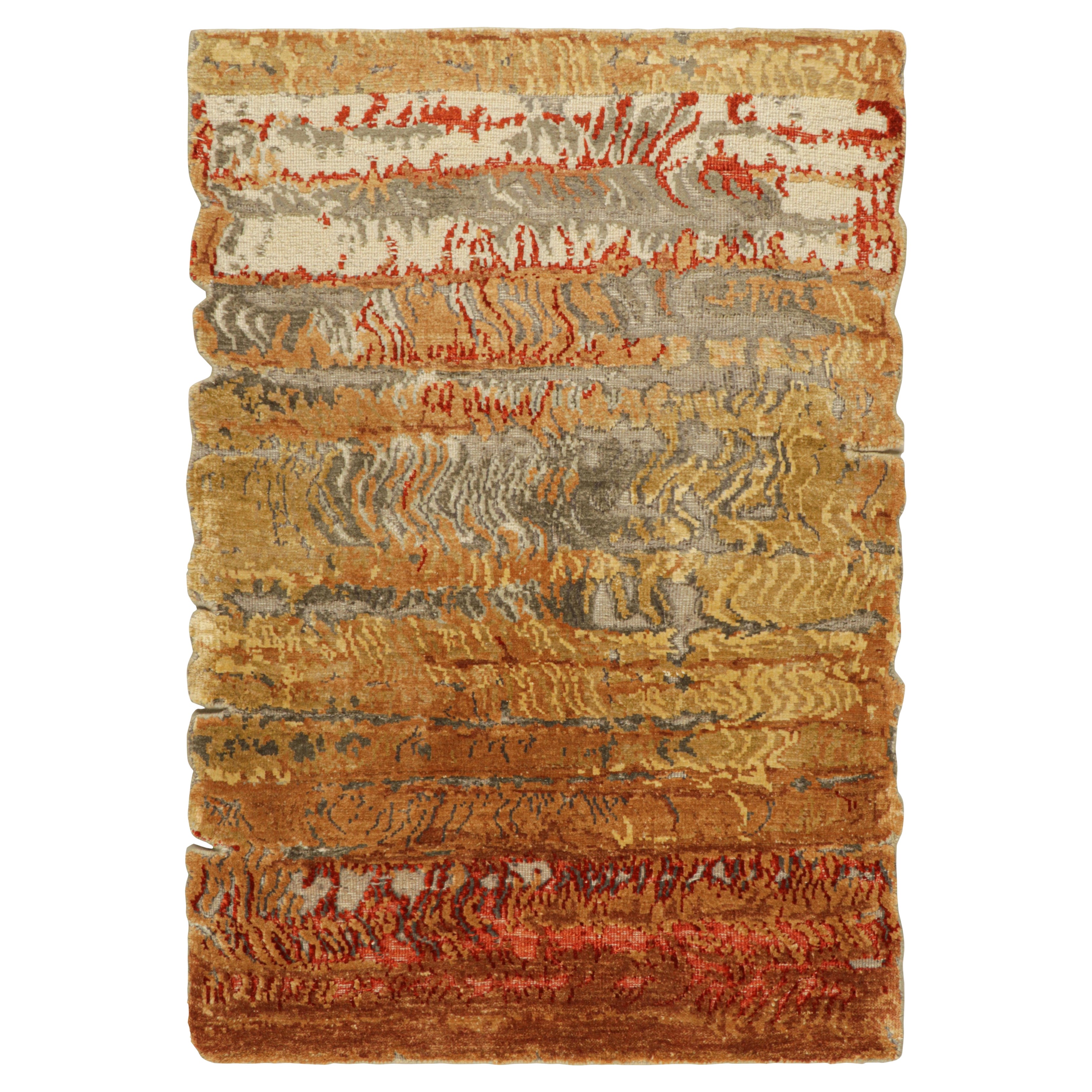 Rug & Kilim's Modern Abstract Custom Rug Sample in Gold- und Rottönen