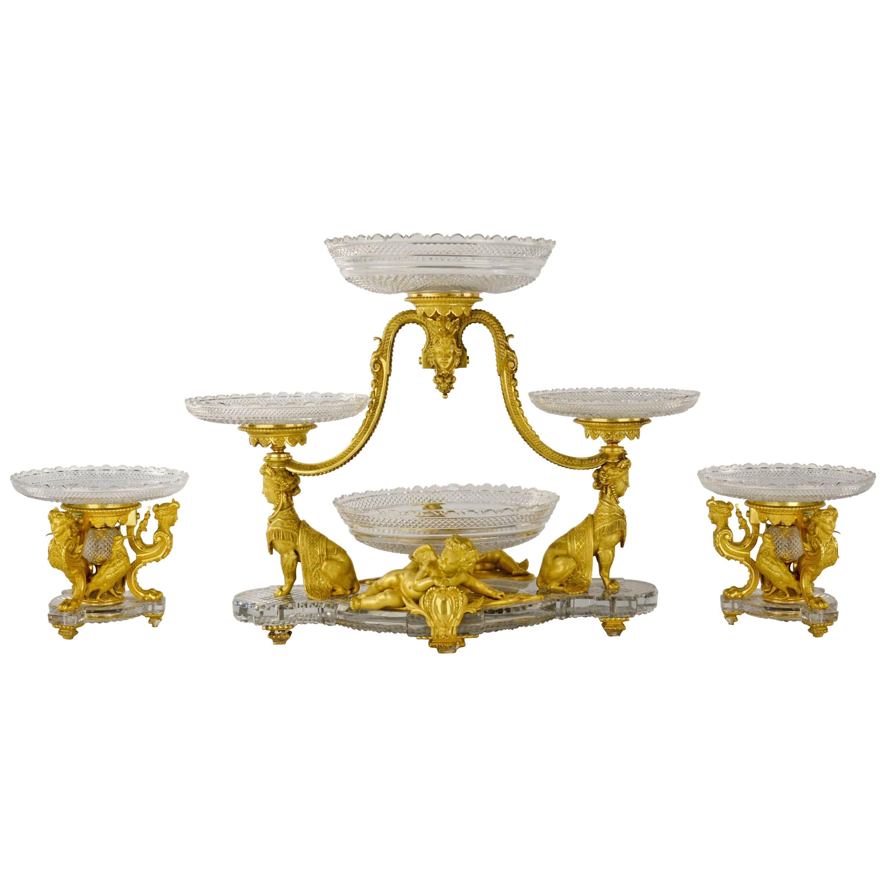 Ornate 19th Century Baccarat Centerpiece