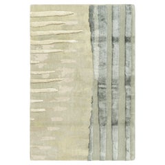Rug & Kilim’s Abstract Custom Rug Sample in Cream and Silver Tones
