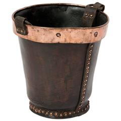 Used 19th Century Leather and Copper Fire Bucket