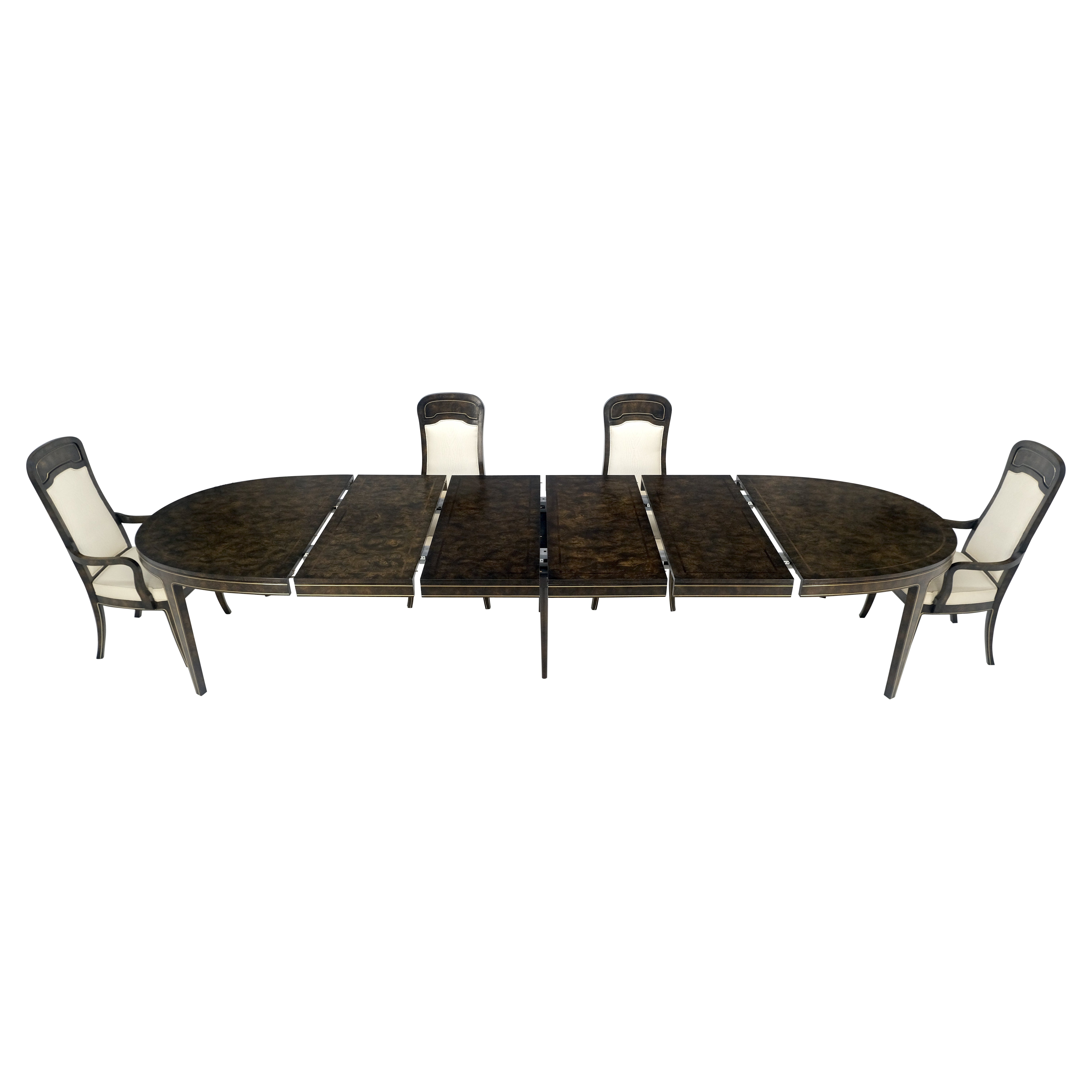 Mastercraft Table de salle à manger ovale 4x20" en noyer de ronce foncé 6 chaises MINT en vente