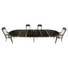 Mastercraft Dark Burl Walnut Oval 4x20" Leaves Dining Table 6 Chairs Set MINT