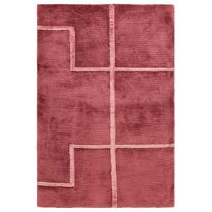 Rug and Kilim’s Modern Custom Rug Sample in Red and Pink with Geometric ...