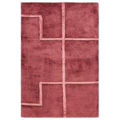 Rug & Kilim: campione di tappeto moderno personalizzato in rosso e rosa con motivi geometrici