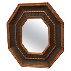 Antique Italian 19th-Century Baroque Revival Octagonal Black and Gold Mirror