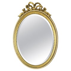 Oval Gold Leaf Gilded Mirror Classic Facet France 52cm