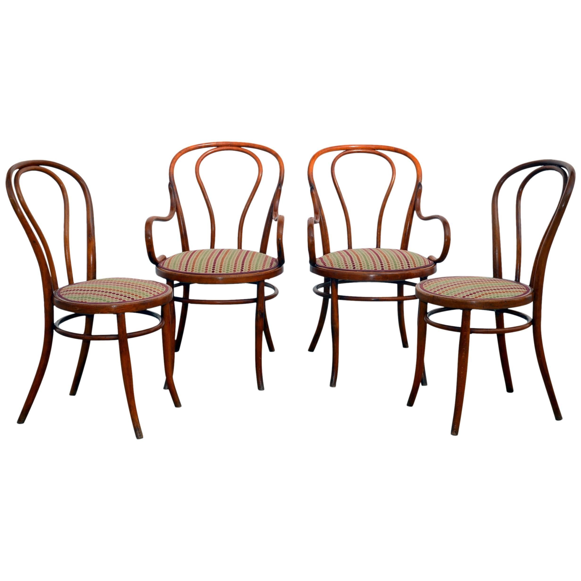 Set of Four Large Slender Bentwood Dining Set by Thonet For Sale