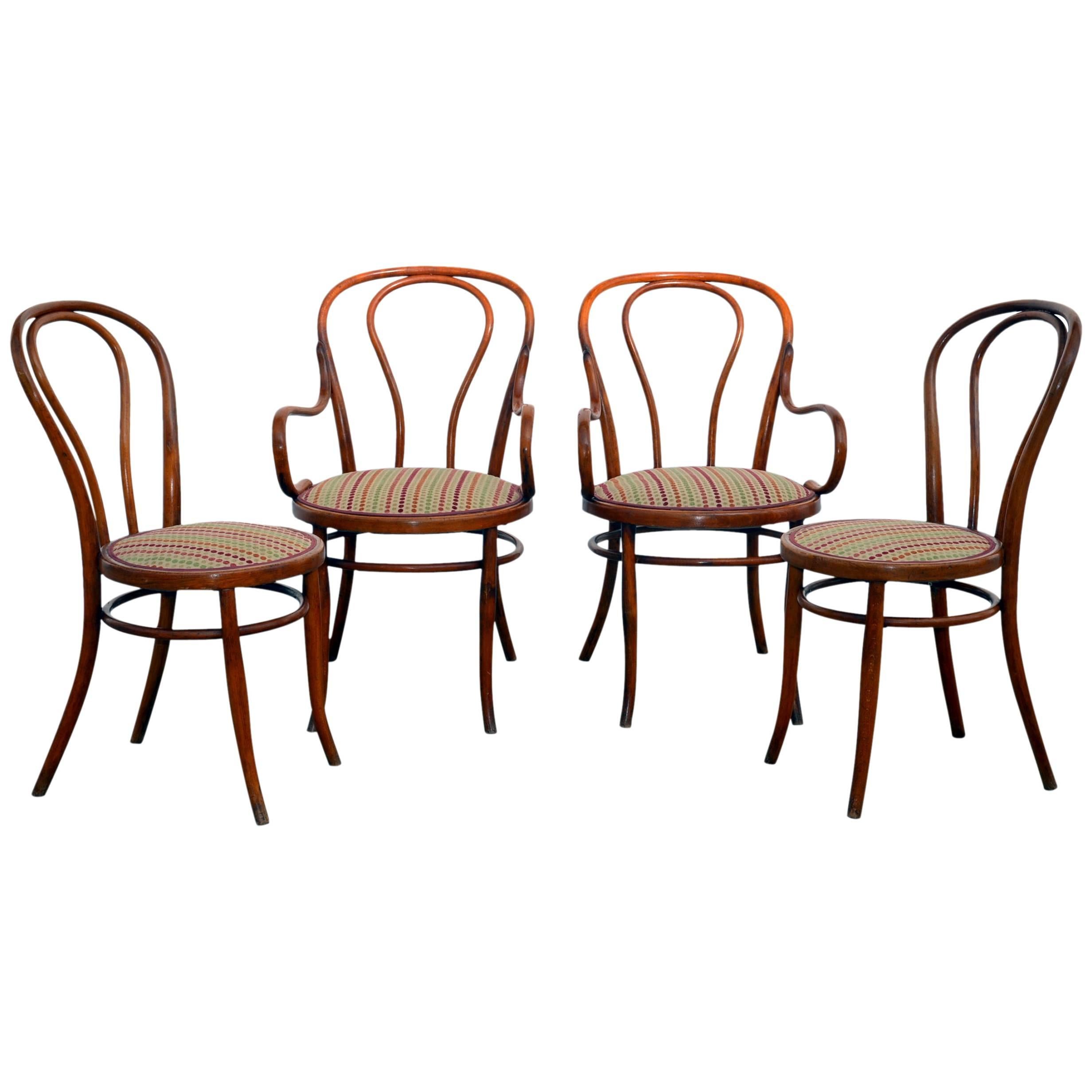 Set of Four Large Slender Bentwood Dining Set by Thonet