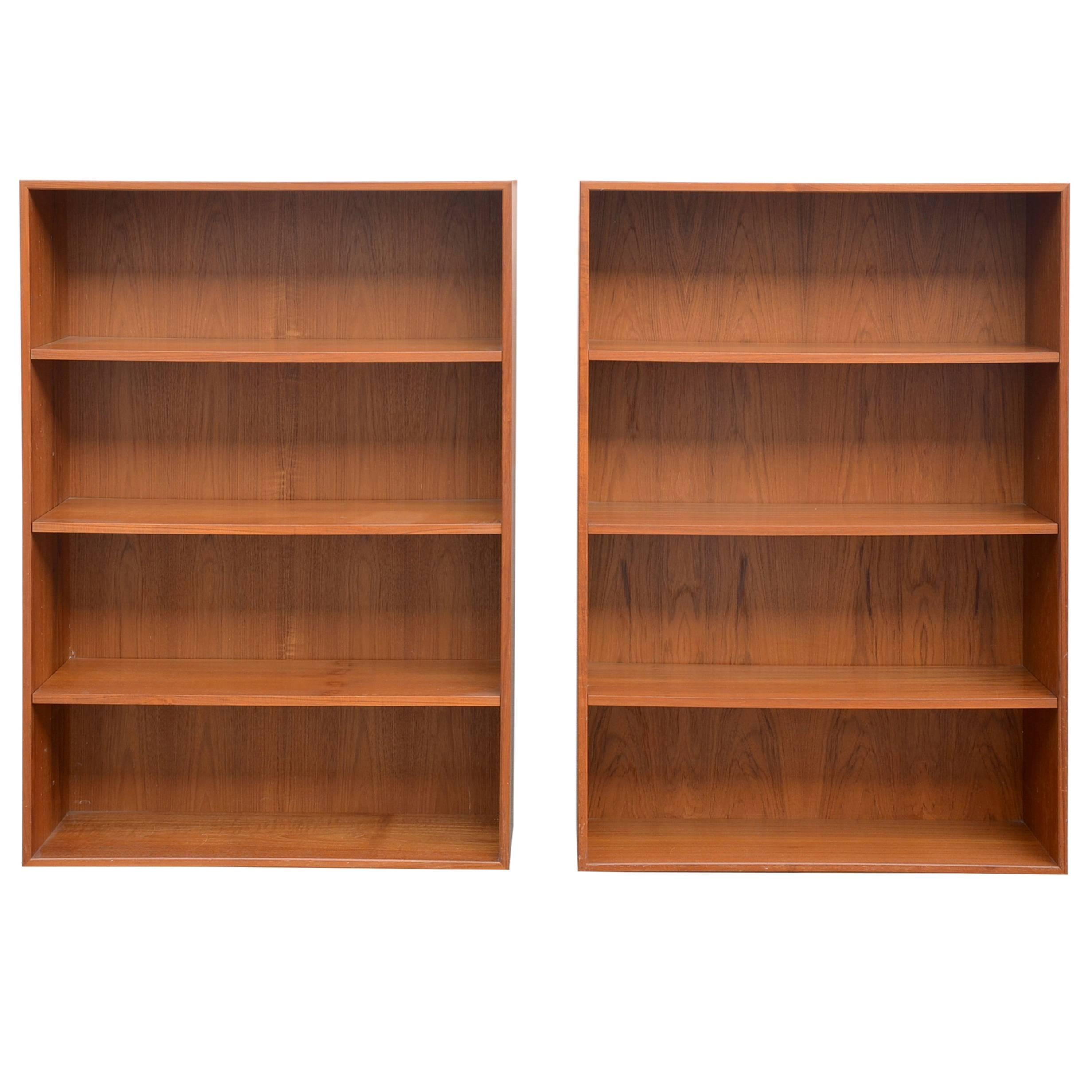 Pair of Minimalistic Hanging Danish Teak Shelving Units by Dyrlund For Sale