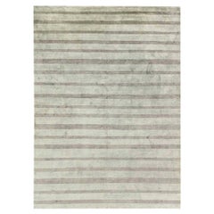 Modern Striped Grey Handmade Wool and Silk Custom Rug by Doris Leslie Blau