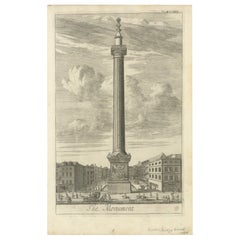 Incisione storica del 1720 del Monumento, London Bridge Ward