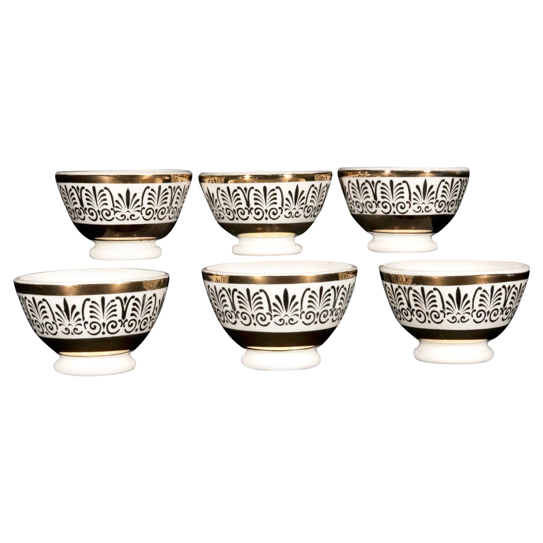 Piero Fornasetti Set completo di sei ciotole per antipasti con decorazione Anthemion