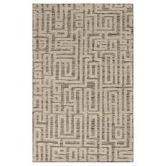 Échantillon de tapis contemporain sur mesure de Rug & Kilim, beige avec motif géométrique blanc