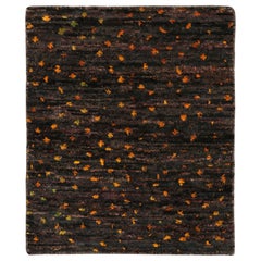 Échantillon de tapis contemporain sur mesure de Rug & Kilim, Brown avec motifs géométriques dorés