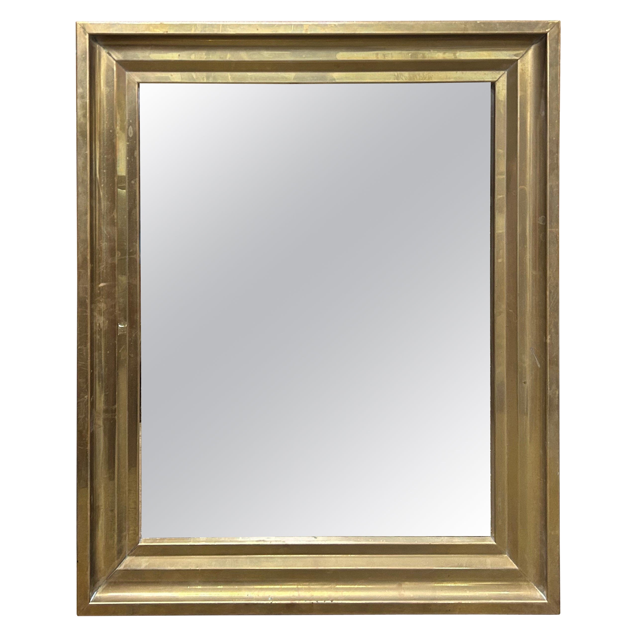 Specchio francese in ottone in stile Luigi XVI