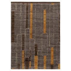 Rug & Kilim’s Modern Custom Rug Sample, Gray, Gold and Brown Geometric Patterns