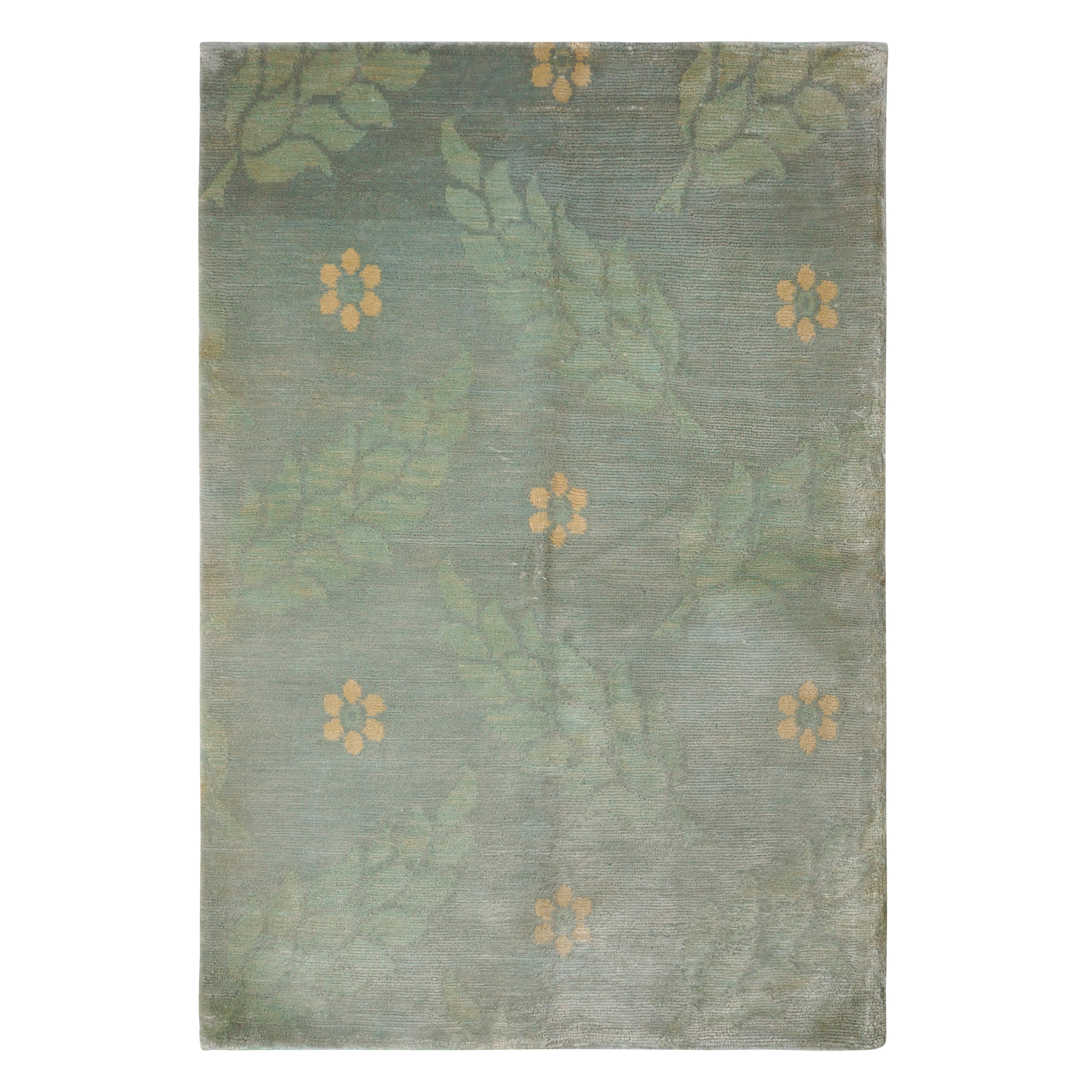 Campione di tappeto personalizzato in stile europeo di Rug & Kilim, grigio-argento con motivi floreali