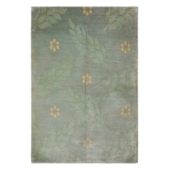 Muestra de alfombra personalizada de estilo europeo Rug & Kilim, gris plateado con motivos florales