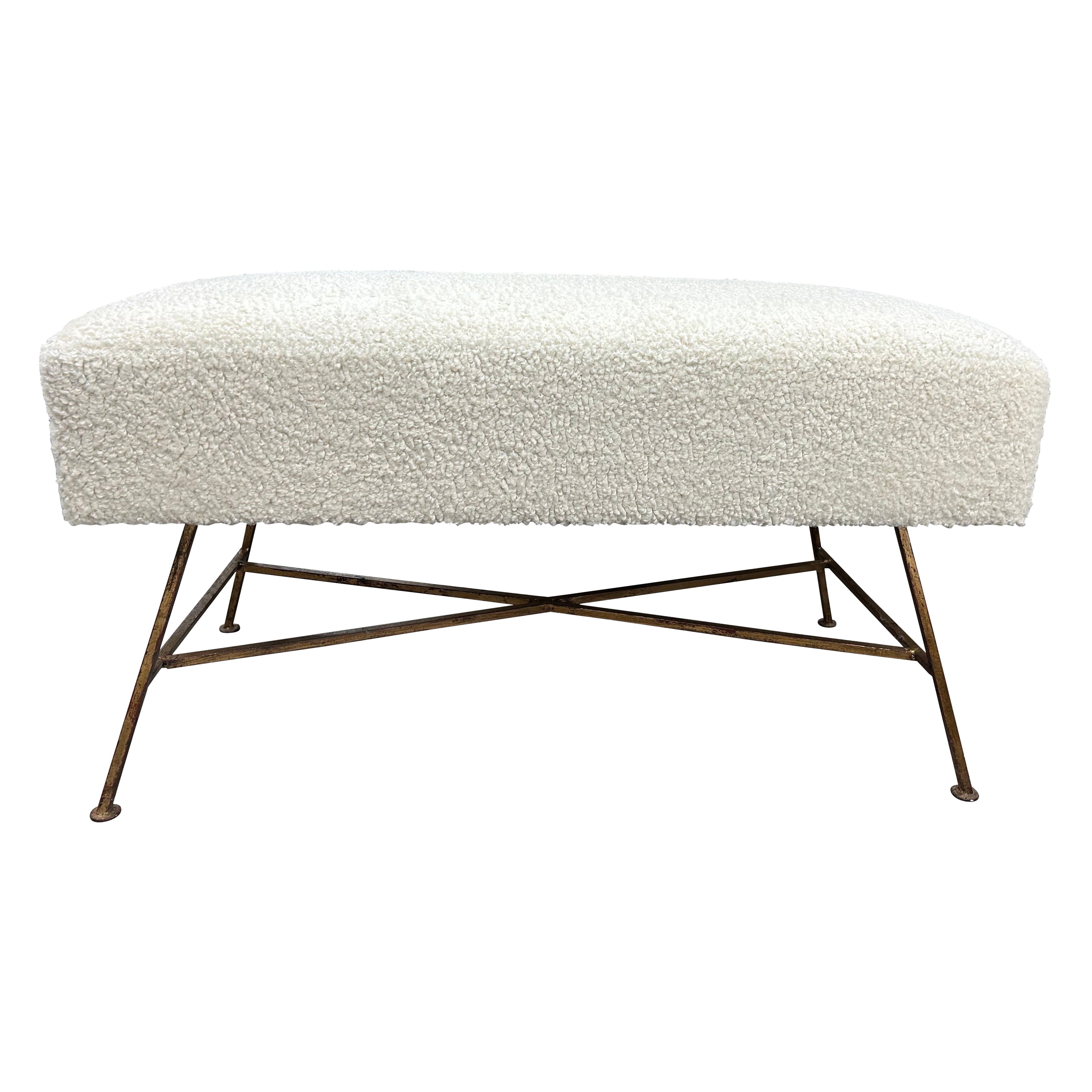 Italian Modern Gilt Iron Bench