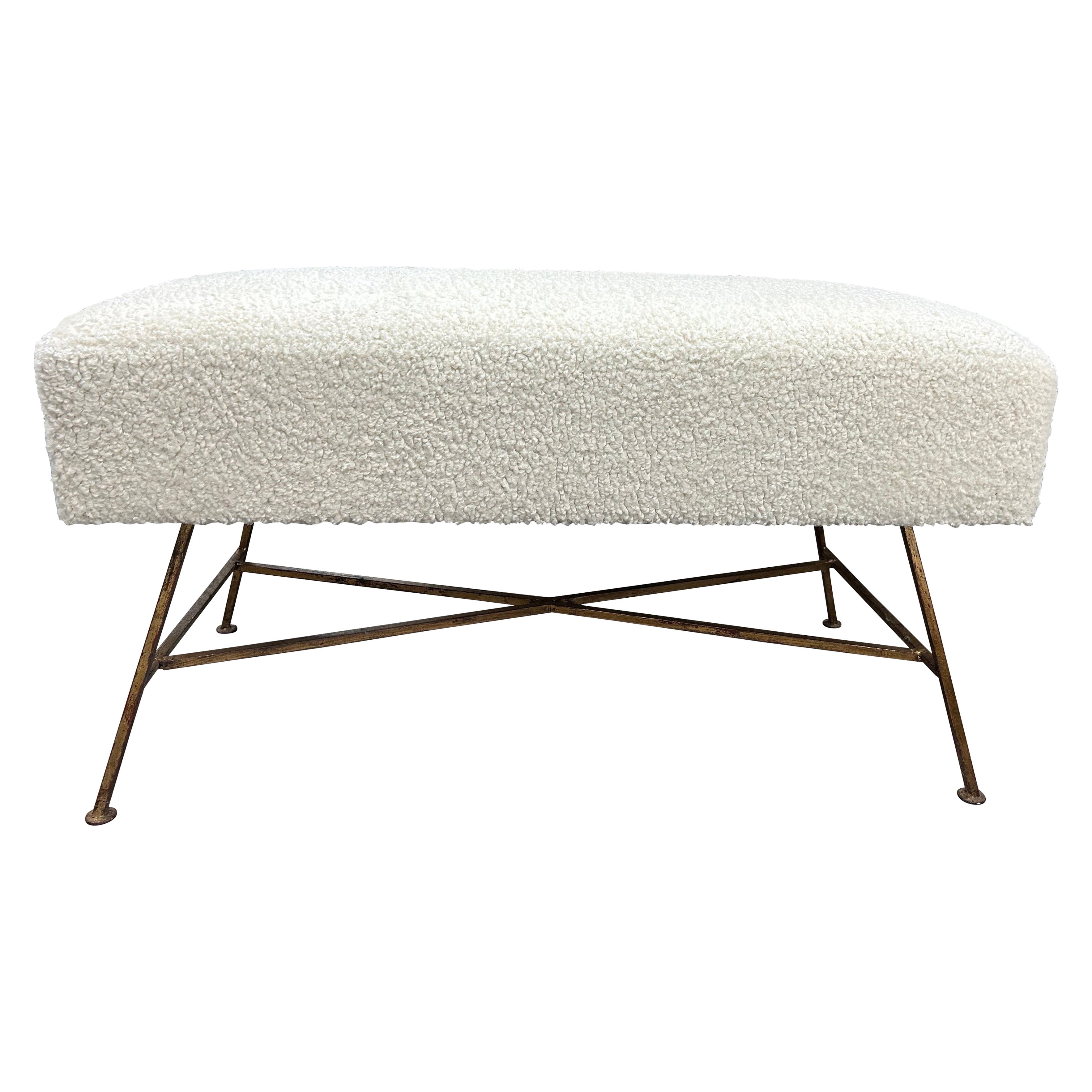 Banc italien moderne en fer doré